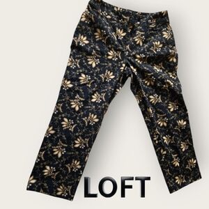 LOFT Womens Blue and Gold Capris with Floral Elegance Casual Cotton Size 6p